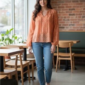 Orange Patterned Blouse
